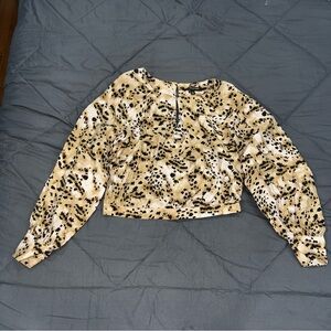 NEW NEVER WORN - Banana Republic Leopard Print Longsleeve Blouse - Black and Tan